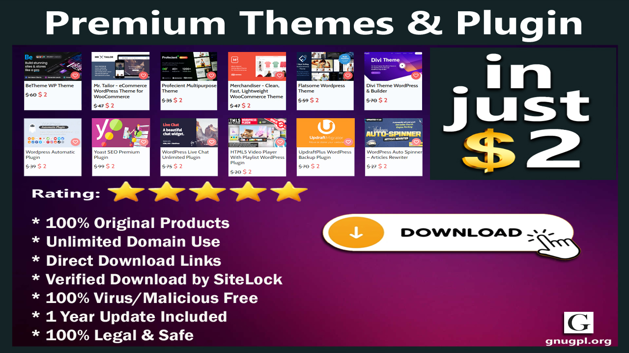 This Site Selling All Premium WordPress GPL Themes, Plugins & Templates in Just $2, Get Hurry